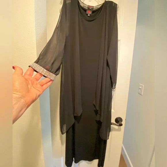 Women Formal Black Maxi Rhinestone Accent Full Coverage Cold Shoulder New XL-2XL - Picture 1 of 12